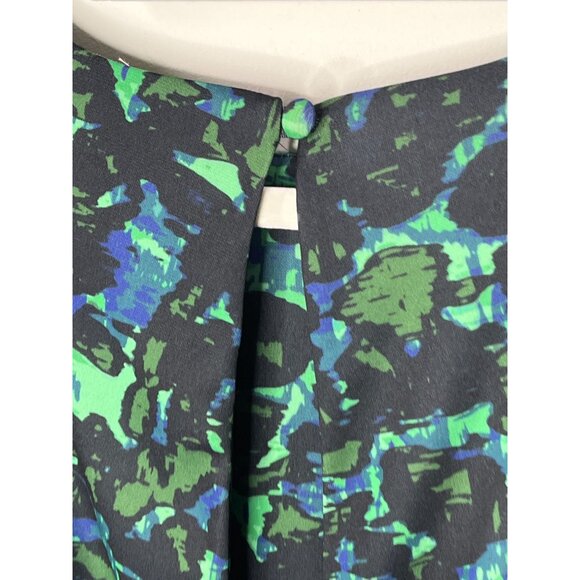 H&M Green Blue Print Sheath Midi Dress XS (2) Sleeveless - Picture 7 of 15